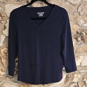 Chico's Navy V-Neck Women's Top